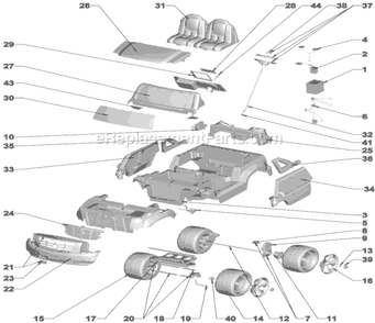 Page A Diagram and Parts List for M9780  Power Wheels Ride-On Cars